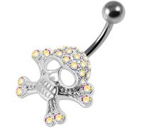 AZARIO LONDON Piercing para ombligo de plata de ley con diseño de calavera de varios cristales, joyería para el ombligo, joyería para el ombligo, joyería para el ombligo, joyería para el cuerpo, 14