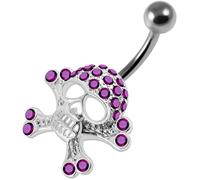 AZARIO LONDON Piercing para ombligo de plata de ley con diseño de calavera de varios cristales, joyería para el ombligo, joyería para el ombligo, joyería para el ombligo, joyería para el cuerpo, 14