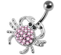 AZARIO LONDON Piercing para ombligo de plata de ley con diseño de cangrejo de varios cristales, joyería para el ombligo, joyería para el ombligo, joyería para el ombligo, joyería para el cuerpo, 14