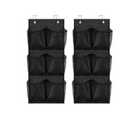 Azarton juego de 2 organizadores de zapatos colgantes para puerta y pared, 6 bolsillos profundos por organizador, zapatero colgante sin taladrar con 4 ganchos adhesivos y 4 ganchos metálicos, 75x35 cm