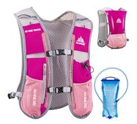 Azarxis Chalecos de hidratación para Correr Mujeres Hombres Carrera Chaleco para Correr Sendero de hidratación Chaleco para Correr Maratón Mochila (Rosa Roja - con una vejiga de Agua (1.5L))