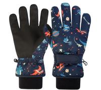 Azarxis Guantes de Esquí para Niños Guantes de Invierno Cálidos Impermeables y Transpirables para Climas Fríos Anti-Viento para Ciclismo Esquí al Aire Libre (Azul de Prusia, L, 9-13 años)