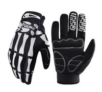 Azarxis Guantes Esqueleto Reflectantes Guantes de Ciclismo para Hombre Mujeres Antideslizantes para Ciclismo Motociclismo Halloween Cosplay Fiesta (Blanco Reflectante, S)