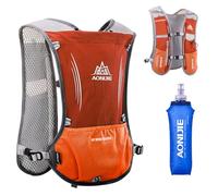 Azarxis Mochila de Hidratación Carrera Chaleco para Correr Sendero de Hidratación Chaleco para Maratón Ultra Pack 5L Mujeres Hombres (Naranja - con una Botella Blanda de 500ml)