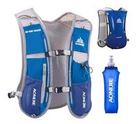 Azarxis Mochila de Hidratación Carrera Chaleco para Correr Sendero de Hidratación Chaleco para Maratón Ultra Pack 5L Mujeres Hombres (Azul - con una Botella Blanda de 500ml)