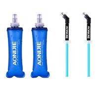 Azarxis Soft Flask Botella de Agua Blanda TPU Flexible Bolsa de Hidratación Deportiva para Correr Senderismo Ciclismo (Azul - 250ml - 2 Pcs)