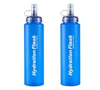 Azarxis Soft Flask Botella de Agua Blanda TPU Flexible Botella de Hidratación para Correr Senderismo Ciclismo (500ml - TPU - 2 Pcs)