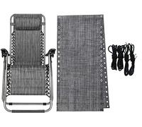 Azatemgo Tela de Repuesto Tumbona con 4 Goma Recambio Tumbona, Kit Repuestos Tumbona, 160 x 43 cm, Gris (Almohadas y sillas no Incluidas)