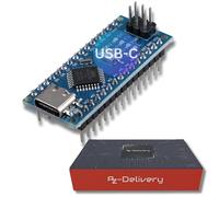 AZDelivery 1 Placa AZ-Nano V3 con Conector USB-C con ATmega328 CH340, versión Mejorada, Incluye Libro electrónico!
