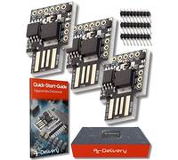 AZDelivery 3 x Placa de Desarrollo Digispark Rev.3 Kickstarter ATTiny85 Compatible con Arduino con USB con E-Book Incluido!