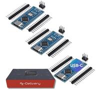 AZDelivery - Juego de 3 tarjetas AZ-Nano V3 con conector USB-C | Compatible con Arduino Pro Micro y Arduino Nano V3 | E-book incluido