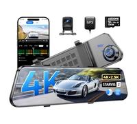 AZDOME 4K + 2.5K HDR Dashcam Auto Delantero Trasero con 5 GHz WiFi Cámara de Coche con Tarjeta de 128 GB, Pantalla táctil IPS Dual Dash Cam Espejo, Super Visión Nocturna, Voz, Monitor de aparcamiento