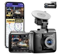 AZDOME 4K Cámara de Coche WiFi Dashcam y ADAS Super Visión Nocturna, HDR, 128GB eMMC, GPS, Gran Angular 170°, Sensor G, Grabación en Bucle, Pantalla IPS de 2.4" Monitor de Aparcamiento 24H, GS63Pro