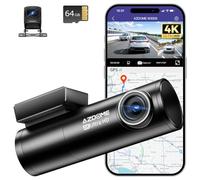 AZDOME 4K Dashcam Delantero Trasero, WiFi GPS Cámara de Coche con Tarjeta SD 64G, ADAS, Visión Nocturna, WDR, G-sensor, Modo de Aparcamiento 24H, Grabación en Bucle