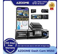 AZDOME Dash Cam M550 4K + 2,5 K GPS incorporado WiFi cámara de salpicadero de coche parte delantera interior trasera 3 vías IR visión nocturna coche DVR soporte cámara trasera