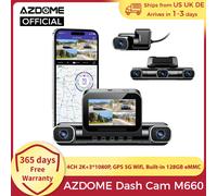 AZDOME Dash Cam M660 2K + 3*1080P 4CH coche DVR GPS 5G Wifi incorporado 128GB eMMC Control de voz 24H Monitor de estacionamiento súper visión nocturna