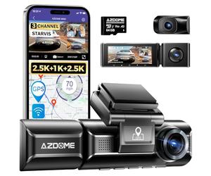 AZDOME Dashcam Camara Coche 2.5K+1080P+2.5K con WiFi GPS Dashcam Grabadora Ultra HD Dash CAM de Gran Ángulo con G-Sensor, Modo de Estacionamiento, Detección de Movimiento, Tarjeta SD(M550)