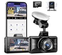 AZDOME Dashcam - Cámara para salpicadero de coche (4 K + 1080P, 4K WiFi con tarjeta SD de 64 GB, cámara dual con visión nocturna, WDR, ADAS, grabación en bucle, sensor G, monitoreo de aparcamiento,