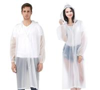 Azeekoom Chubasqueros Impermeable, 2 de Paquete Reutilizable Ponchos Impermeables Chaquetas Capa Lluvia para Mujer y Hombre Viajes Excursionismo y Exteriores (Blanco)