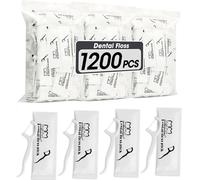 AZEN 1200 unidades de hilo dental a granel, palillos de hilo dental envueltos individualmente, palillos de dientes para adultos, hilo dental de viaje ideal para limpieza profunda
