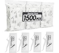 AZEN 1500 unidades de hilo dental a granel, palillos de hilo dental envueltos individualmente, palillos de dientes para adultos, hilo dental de viaje ideal para limpieza profunda