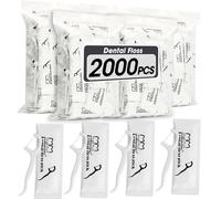 AZEN 2000 unidades de hilo dental a granel, palillos de hilo dental envueltos individualmente, palillos de dientes para adultos, hilo dental de viaje ideal para limpieza profunda