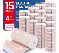 AZEN Pack de 15 vendajes elásticos de 10 cm con cierre de velcro, vendas de compresión para piernas, tobillos, rodillas, abdomen, cuerpo, sin látex, para piernas
