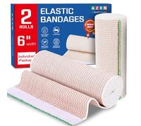 AZEN Paquete de 2 vendajes elásticos de 6 pulgadas, vendajes de compresión para piernas, tobillo, rodilla, barriga, cuerpo, sin látex, vendas de linfedema para piernas