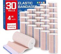 AZEN Paquete de 30 vendas elásticas de compresión para piernas, tobillos, rodillas, barriga, cuerpo, sin látex, de 4 pulgadas