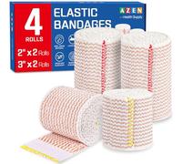 AZEN Paquete de 4 vendajes elásticos de alta calidad (2 x 2 pulgadas, 2 x 3 pulgadas), vendajes de compresión para piernas, tobillo, rodilla, barriga, cuerpo, sin látex, vendajes de linfedema para