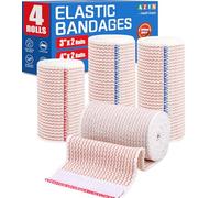 AZEN Paquete de 4 vendajes elásticos de alta calidad (2 x 3, 2 x 4), vendaje de compresión para piernas, tobillo, rodilla, barriga, cuerpo, vendas de linfedema para piernas, sin látex
