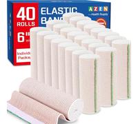 AZEN Paquete de 40 vendas elásticas de compresión de 6 pulgadas para piernas, tobillo, rodilla, barriga, cuerpo, sin látex, vendas de linfedema para piernas