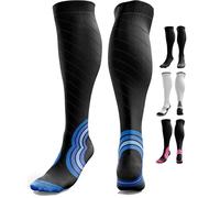 aZengear Medias de Compresión Mujer y Hombre, Calcetines de Compresión Graduada hasta la Rodilla, Medias de Vuelo para Viaje, Running - Puntera Sin Costuras XXL