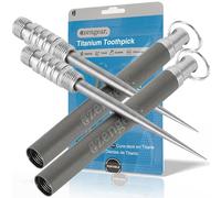 aZengear Palillo de Dientes de Titanio con Bolsillo para Llavero - Ligero, portátil, Reutilizable - Lo Mejor para Acampar, al Aire Libre, Viajes, picnics (Paquete de 2)