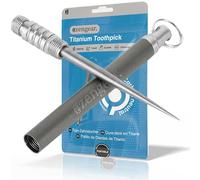 aZengear Palillo de Dientes de Titanio con Bolsillo para Llavero - Ligero, portátil, Reutilizable - Lo Mejor para Acampar, al Aire Libre, Viajes, picnics (Paquete de 1)
