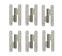 AZERODESIGN-Bisagras Puertas Madera-Bisagras para Puertas-Pernio Bisagra-Material Acero-Pack 6 Unidades-Sin Remate-Medidas100x57mm-Cantos Redondo (CROMO MATE, DERECHA)