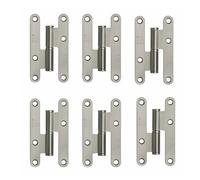 AZERODESIGN-Bisagras Puertas Madera-Bisagras para Puertas-Pernio Bisagra-Material Acero-Pack 6 Unidades-Sin Remate-Medidas100x57mm-Cantos Redondo (CROMO MATE, IZQUIERDA)