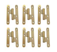 AZERODESIGN-Bisagras Puertas Madera-Bisagras para Puertas-Pernio Bisagra Puertas de Madera Interior-Material Acero-Pack 6 Unidades-Sin Remate-Medidas100x57mm-Cantos Redondo (DORADO BRILLO, IZQUIERDA)