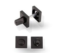 AZERODESIGN-Cerradura Puerta Interior-Cerraduras Puertas-Pestillo Puerta-Muletilla y Desbloqueo-Color Negro-Cierre de Condena para Puertas de Madera Interior-Base Cuadrada de 35MM con Desbloqueo