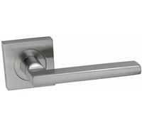 AZERODESIGN - Juego de Manilla con Roseta Cuadrada VENUS - 5x5 cm - Largo Manija de 12 cm - Acabado Resistente al Desgaste y la Oxidación - Color Níquel Satinado - Material de Aluminio