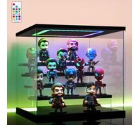 AZEYN Vitrina Metacrilato Transparente con Luz Multicolor, 3/4/5/6 Niveles Antipolvo, Caja Expositora con LED RGB para Modelos, Figuras de Acción y Coleccionables (Negra, 5 Niveles-32x31x30cm)