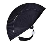 AZHKJKZH Abanico Banquete De Boda Verano Abanico De Mano Negro, Plegable para Bailar, Cosplay, Accesorios Fiesta Boda, Decoración, Práctico Japonés Chino