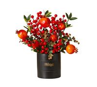 AZHKJKZH Arte Floral Pomegranate Flor Artificial con jarrón de cerámica for la decoración del hogar Flowers Set jardín Decoración Navidad Suministros Accesorios De Fotos