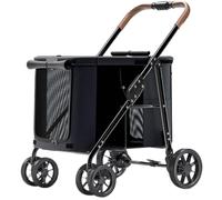 AZHKJKZH Cochecito Mascotas Cochecito Plegable De Viaje para Gatos, para Perros con Ruedas, Carrito para Mascotas para Pequeños Y Medianos para Perros PequeñOs Gatos(Black)
