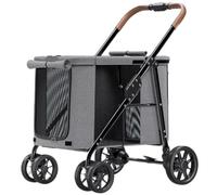 AZHKJKZH Cochecito Mascotas Cochecito Plegable De Viaje para Gatos, para Perros con Ruedas, Carrito para Mascotas para Pequeños Y Medianos para Perros PequeñOs Gatos(Grey)