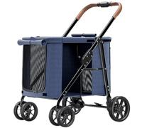 AZHKJKZH Cochecito Mascotas Cochecito Plegable De Viaje para Gatos, para Perros con Ruedas, Carrito para Mascotas para Pequeños Y Medianos para Perros PequeñOs Gatos(Blue)