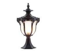 AZHKJKZH Lámpara Poste Lámpara De Pilar Vidrio Impermeable Para Exteriores, Aluminio, Estilo Europeo, Para Jardín, Villa, E27, Para Cerca Patio Jardín Paisaje(Black,H43CM)