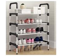 AZHKJKZH Mueble 4 Niveles de Zapatos, Organizador for Armario, Entrada, Estante for Ahorrar Espacio, pie y apilable Organizador Calzado(Black)