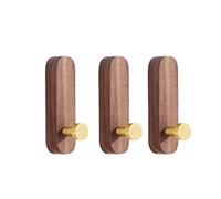AZHKJKZH Perchero de Pared Ganchos Para Abrigos De Madera Nogal, Perchero Montado En La Pared Rústicos Para Sombreros Bata Resistente Para Colgar Recibidores Entradas(3pcs)