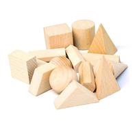 AZIDWERYQ 15 Piezas de Formas 3D, Formas geométricas de Madera, Bloque geométrico para enseñar Rompecabezas de Madera 3D para enseñar